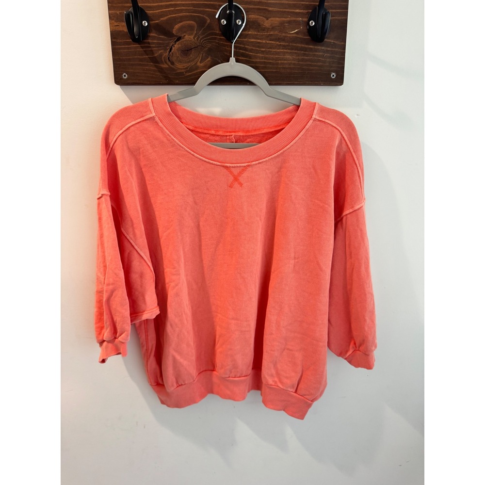 Pilcro Anthropologie Coral Pink Slouchy Sweatshirt 3/4 Sleeve Medium
